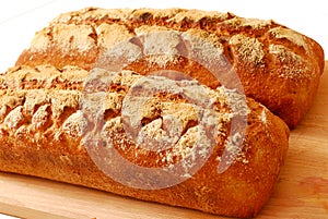 Fresh sourdough homemade bread isolated on white background