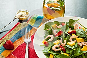 Fresh spinach fruit salad.