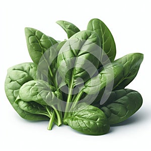 Fresh spinach leaves isolated on white background. ai generative