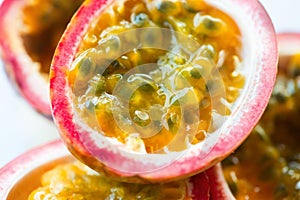 Fresh splited passion fruits