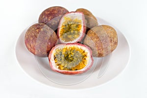 Fresh splited passion fruits