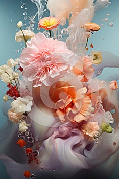 Fresh spring colorful flowers in water. Spring, love, valentine concept.