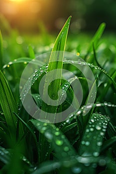 Fresh spring grass with morning dew