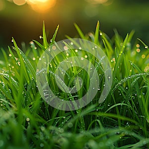 Fresh spring grass with morning dew