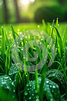 Fresh spring grass with morning dew