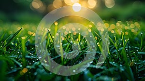 Fresh spring grass with morning dew