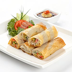 Spring rolls isolated on white background