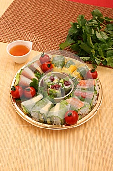 Fresh spring rolls on a plate