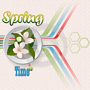 Fresh spring scene background with Spring text in seasonable colors