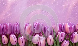 Fresh spring tulip flowers as a holiday postcard design color background with space for text