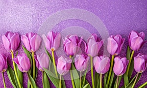 Fresh spring tulip flowers as a holiday postcard design color background with space for text