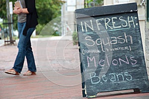 Fresh Squash, Melons & Beans Sidewalk Sign