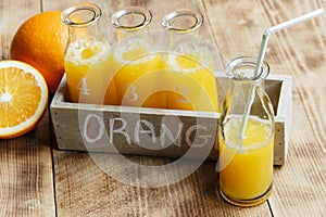 Fresh squeezed orange juice in a bottle