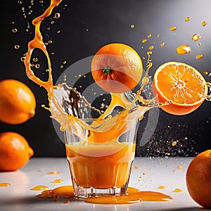 Fresh squeezed orange juice, with dynamic splash effect