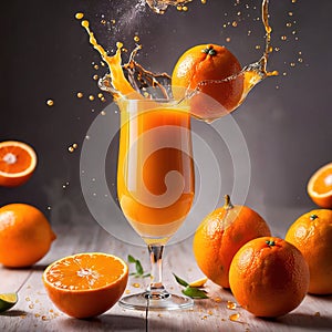 Fresh squeezed orange juice, with dynamic splash effect