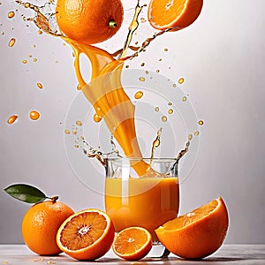 Fresh squeezed orange juice, with dynamic splash effect