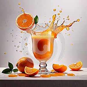 Fresh squeezed orange juice, with dynamic splash effect