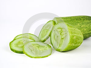 Fresh stack of cucumber isolated on white background