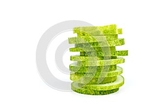 Fresh stack of cucumber isolated on white background