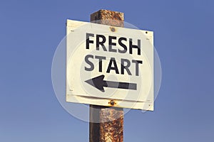 Fresh start word and arrow signpost 2