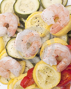 Fresh Steamed Vegetables and Shrimp