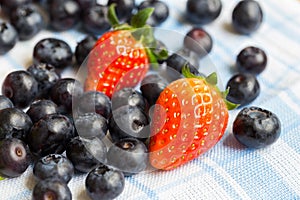 Fresh strawberries and blueberries