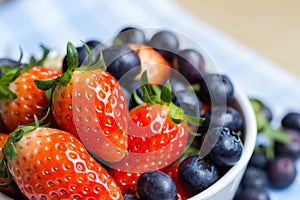 Fresh strawberries and blueberries