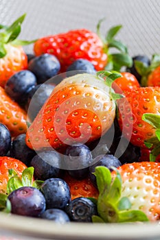 Fresh strawberries and blueberries