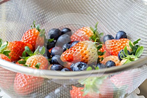 Fresh strawberries and blueberries