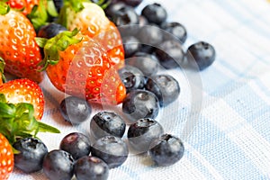 Fresh strawberries and blueberries