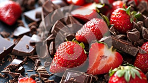 Fresh strawberries and chopped dark chocolate