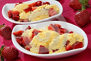 Fresh strawberries with cream dessert