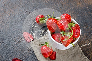 Fresh strawberries in a cup