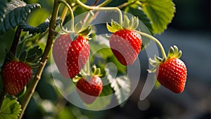 Fresh strawberries the garden close-up raw natural farm season cultivate