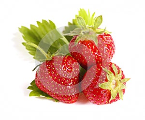 Fresh strawberries isolated on white background