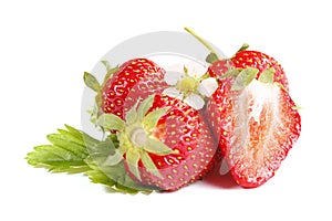 Fresh strawberries isolated on white background