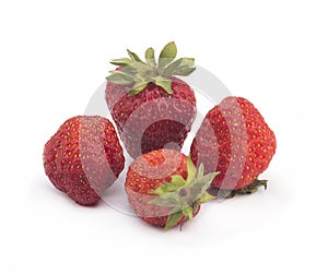 Fresh strawberries isolated on white background