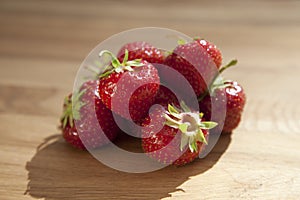 Fresh strawberries on wooden table