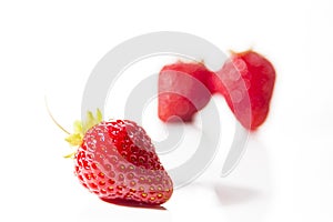 Fresh Strawberry Closeup on White Background