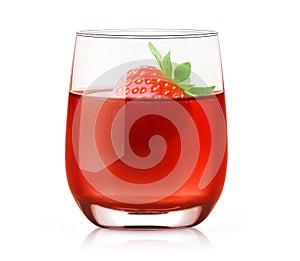 Fresh strawberry drink in a glass isolated on white background