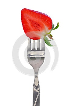 Fresh strawberry on fork