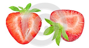 Fresh strawberry half isolated on white background