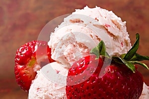 Fresh strawberry ice cream