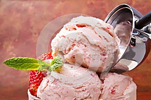 Fresh strawberry ice cream