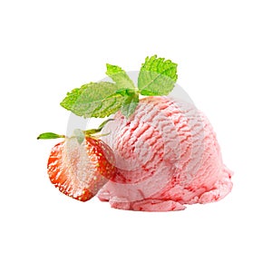 Fresh strawberry and ice cream ball