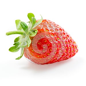 Fresh strawberry isolated on white. Studio macro