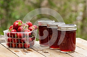 Fresh strawberry jelly or jam photo
