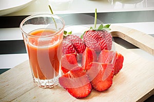 Fresh strawberry and juice