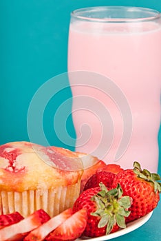 Fresh Strawberry Muffin with Strawberry milk