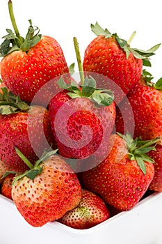 Fresh strawberry Pharachatan 80, wooden dish